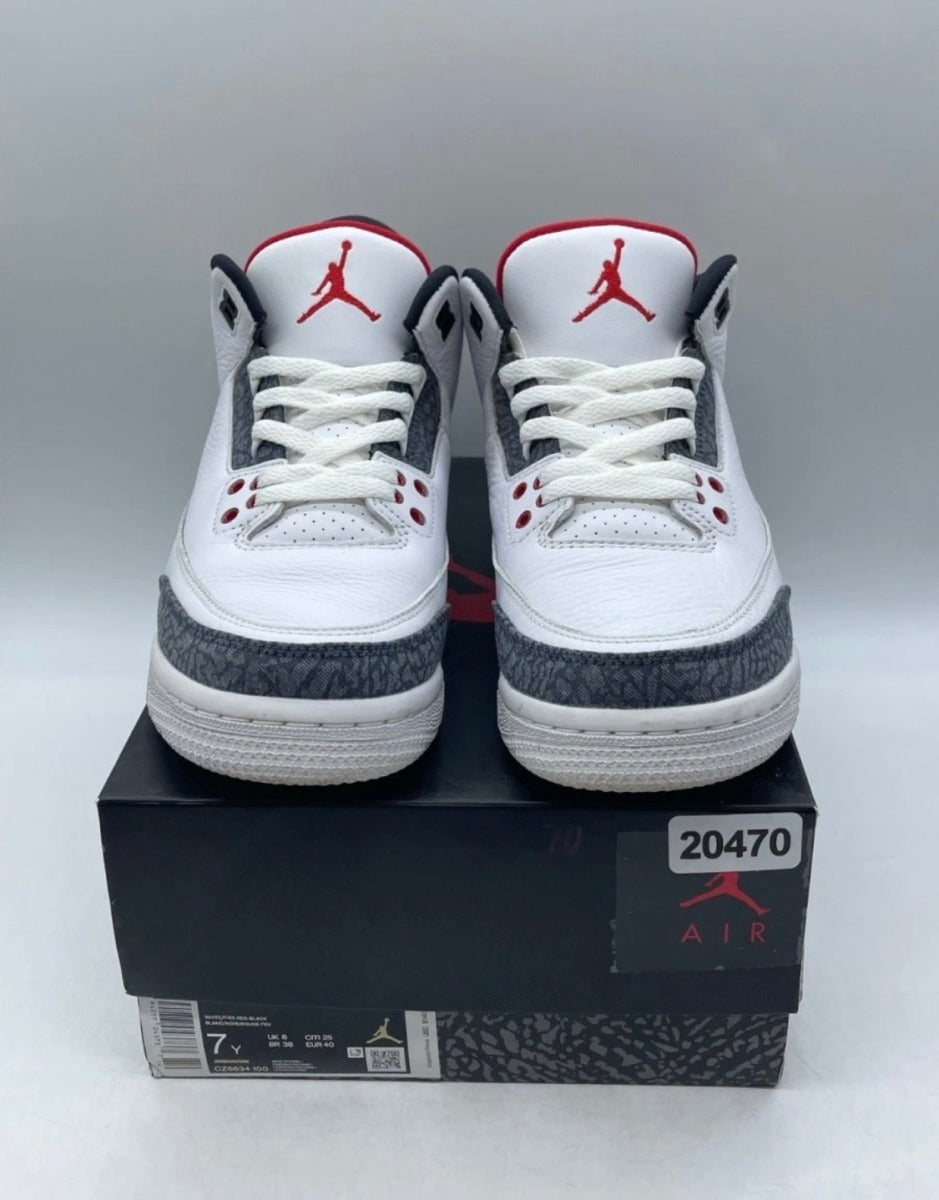 Jordan 3 Retro SE Fire Red Denim (GS) 6Y (Moderately Worn Pre-Owned)JordanWhite/Fire Red-Black - Image 2