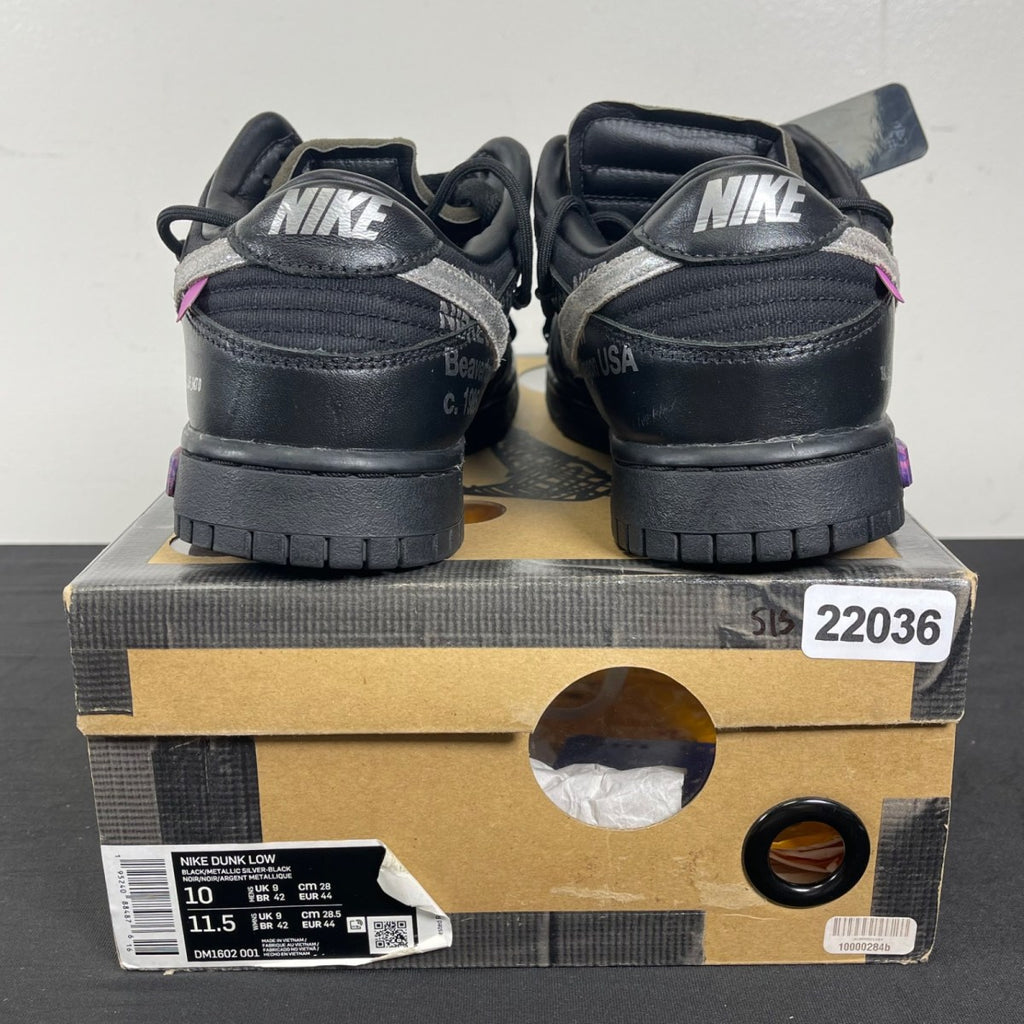 Nike Dunk Low Off-White Lot 50 10 (Moderately Worn Pre-Owned)NikeBlack/Metallic Silver-Black - Image 4