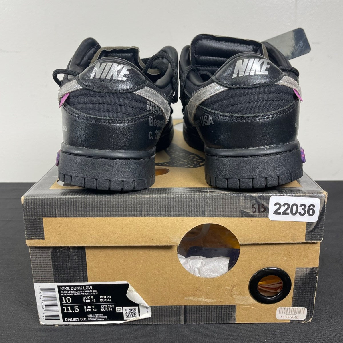 Nike Dunk Low Off-White Lot 50 10 (Moderately Worn Pre-Owned)NikeBlack/Metallic Silver-Black - Image 4