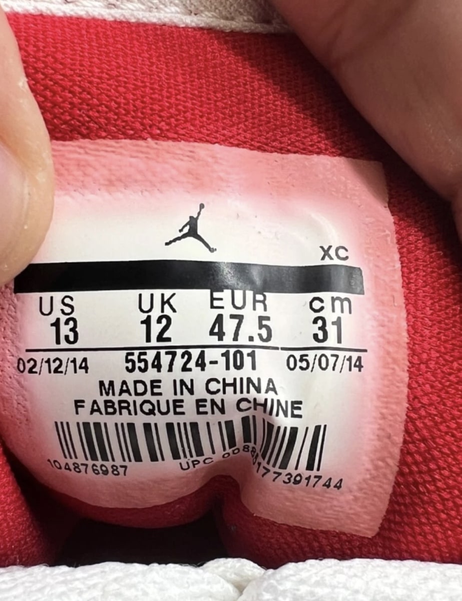 Jordan 1 Retro White Gym Red 13 (Heavily Worn Pre-Owned)JordanWhite/Black-Gym Red - Image 7