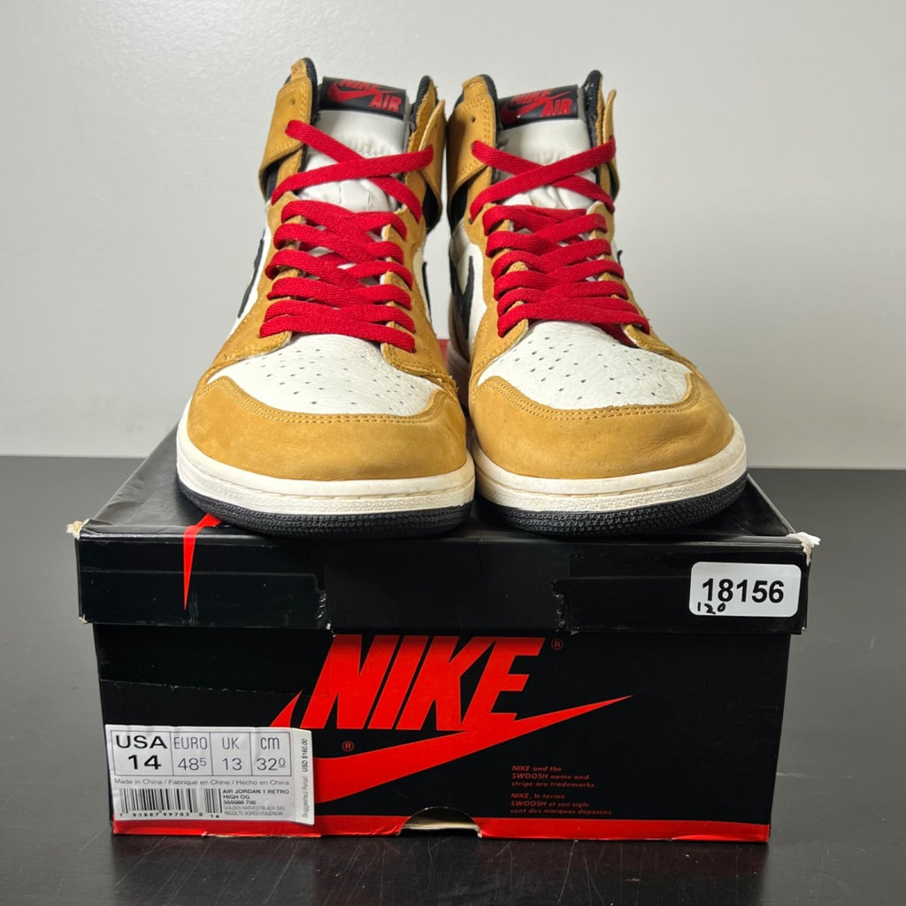 Jordan 1 Retro High Rookie of the Year 14 (Moderately Worn Pre-Owned)JordanGolden Harvest/Black-Sail - Image 2