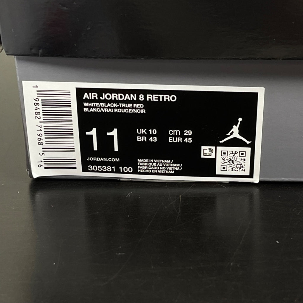 Jordan 8 Retro White True Red (2025) 11 (Moderately Worn Pre-Owned)JordanWhite/Black/True Red - Image 7