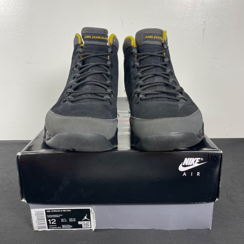 Jordan 9 Retro Dark Charcoal University Gold 12 (Moderately Worn Pre-Owned)JordanBlack/Dark Charcoal-University Gold - Image 2
