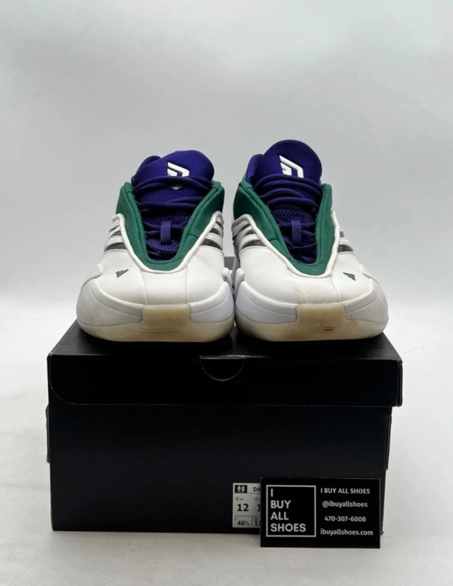 adidas Dame 9 Milwaukee Bucks 12 (Moderately Worn Pre-Owned)adidasCloud White/Core Black/Collegiate Green - Image 2