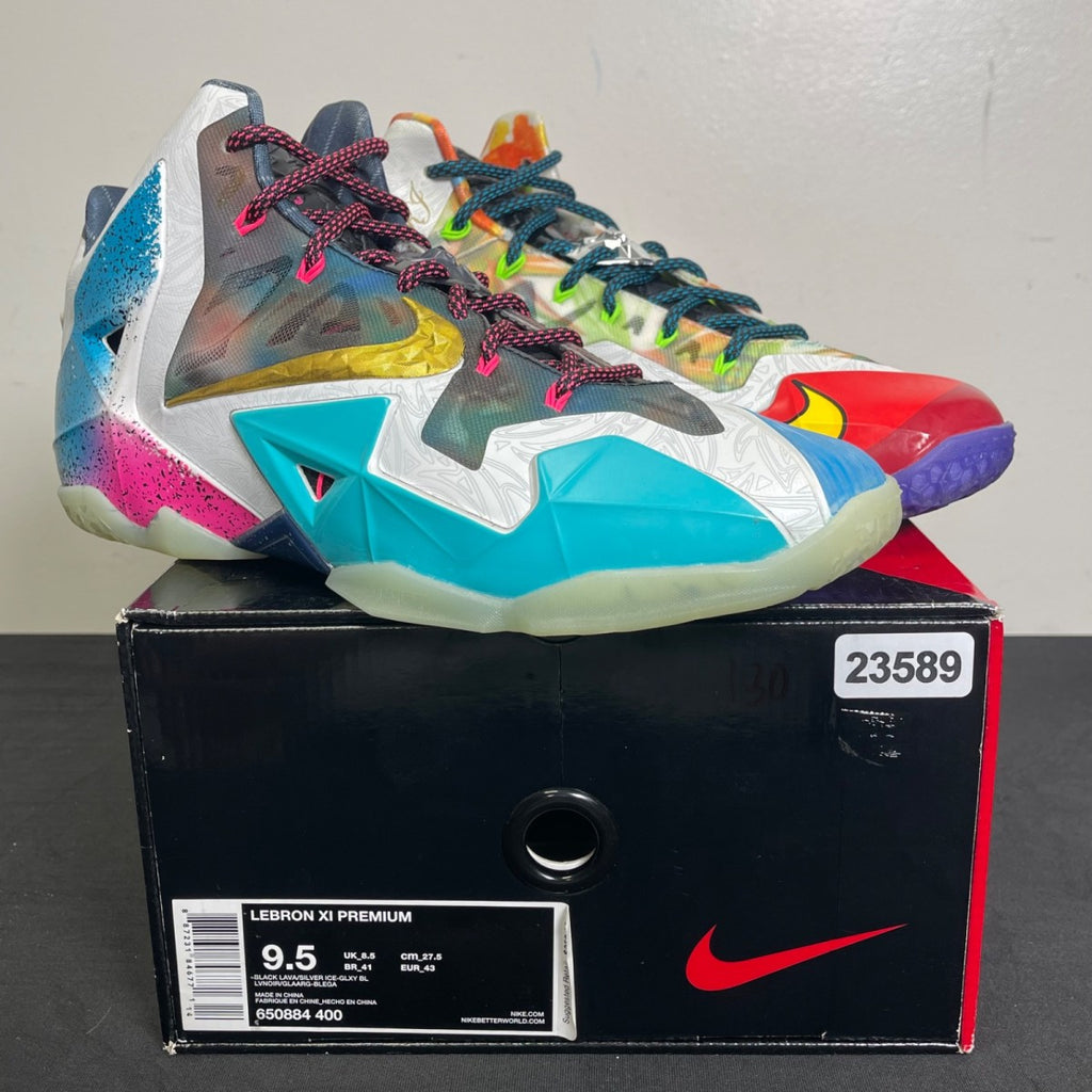 Nike LeBron 11 What the LeBron 9.5 (Moderately Worn Pre-Owned)NikeBlack Lava/Silver Ice-Galaxy Blue - Image 1
