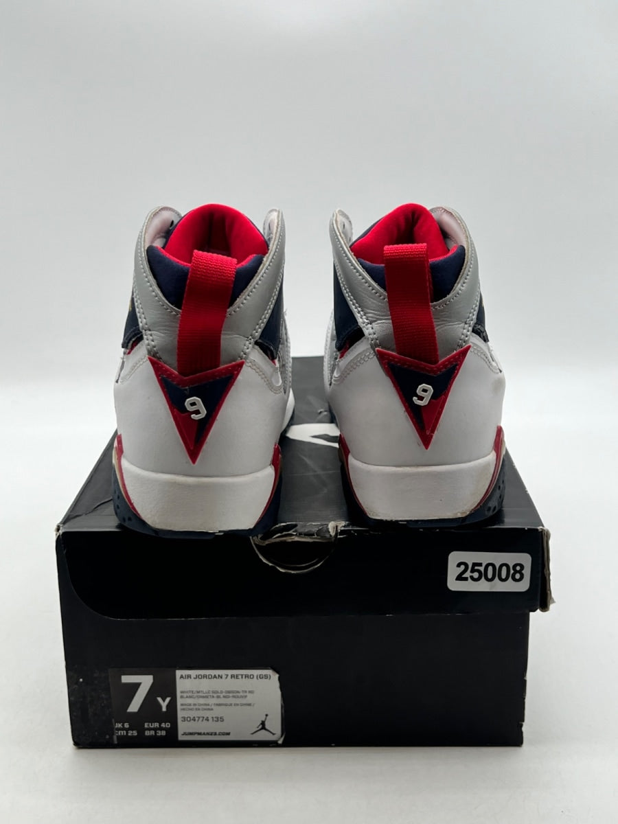 Jordan 7 Retro Olympic (2012) (GS) 7Y (Moderately Worn Pre-Owned)JordanWhite/Metallic Gold-Obsdn-Tr Red - Image 3