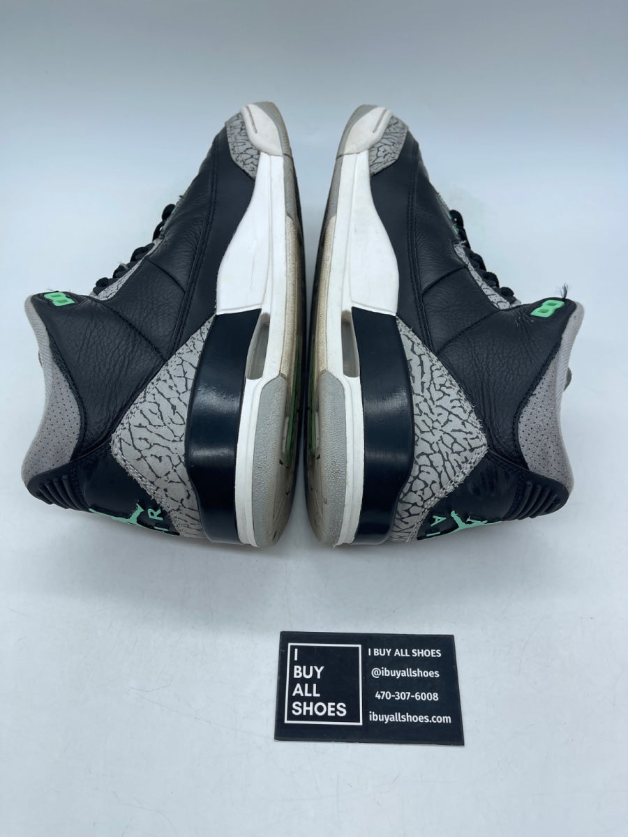 Jordan 3 Retro Green Glow 10 (Heavily Worn Pre-Owned) - Image 6