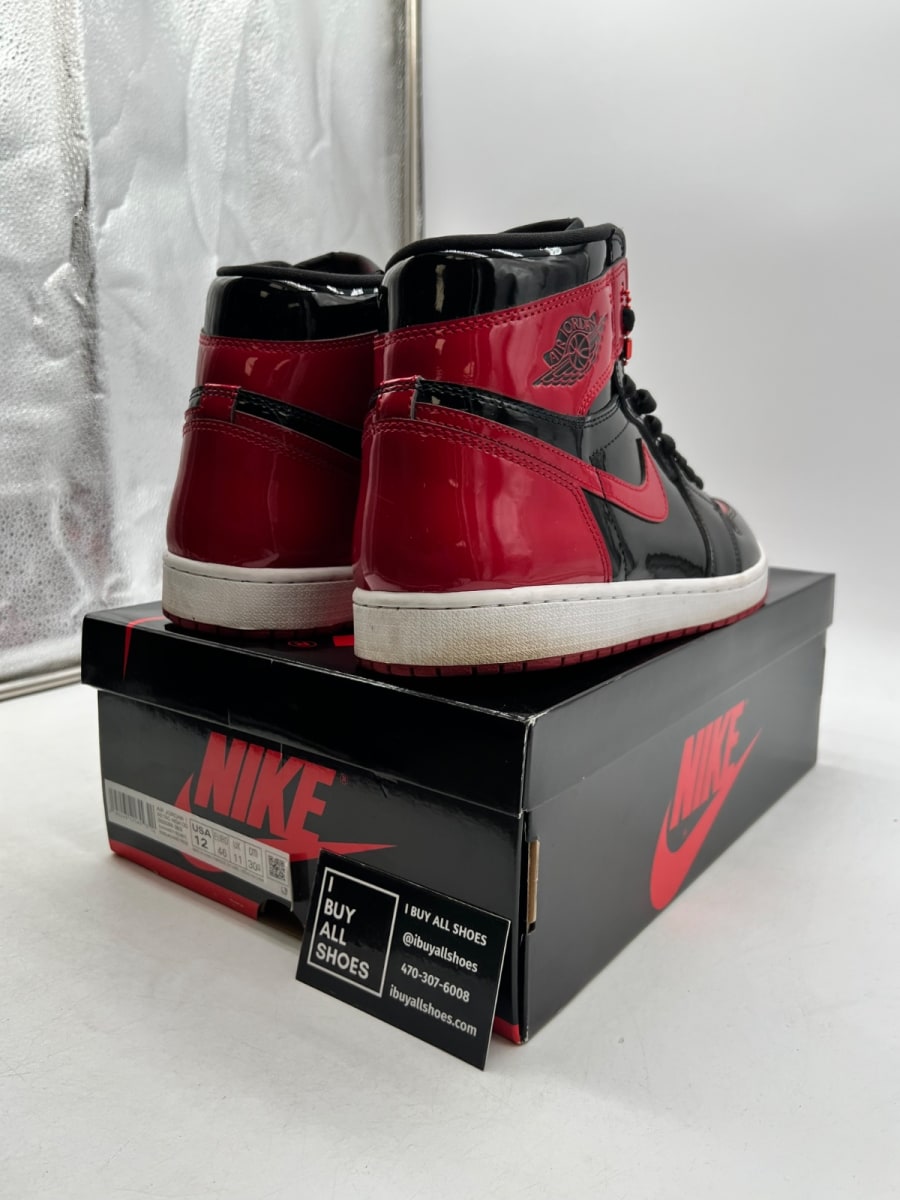 Jordan 1 Retro High OG Patent Bred 12 (Moderately Worn Pre-Owned) - Image 5