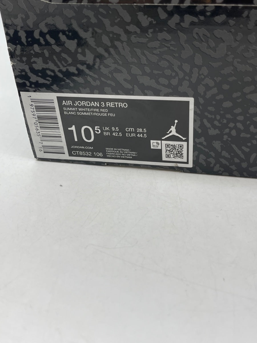 Jordan 3 Retro Cement Grey 10.5 (Moderately Worn Pre-Owned)JordanSummit White/Fire Red/Cement Grey/Black - Image 9