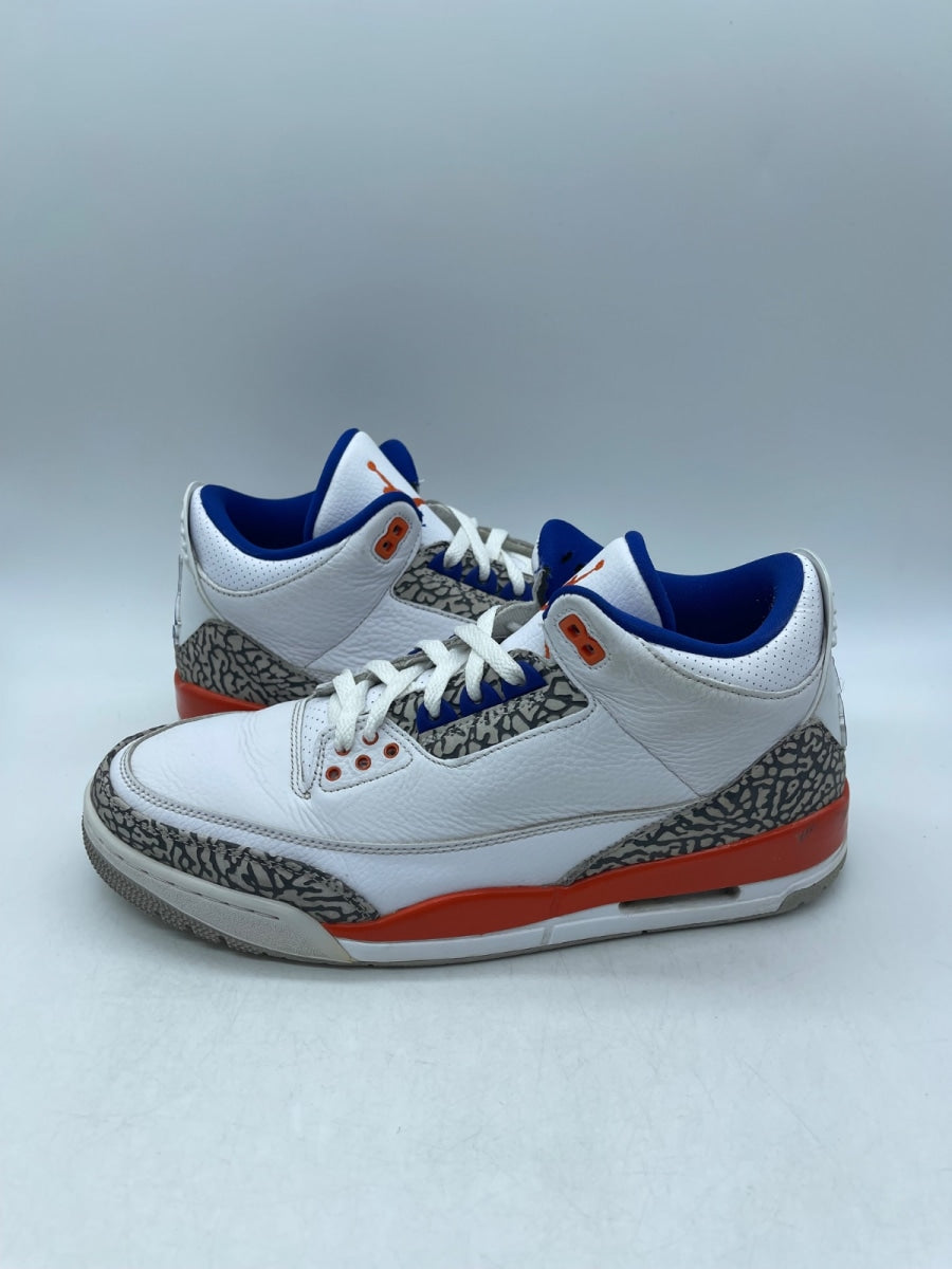 Jordan 3 Retro Knicks 11 (Moderately Worn Pre-Owned)JordanWhite/Old Royal-University Orange-Tech Grey - Image 1