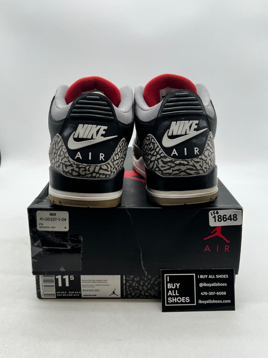 Jordan 3 Retro Black Cement (2018) 11.5 (Heavily Worn Pre-Owned) - Image 3