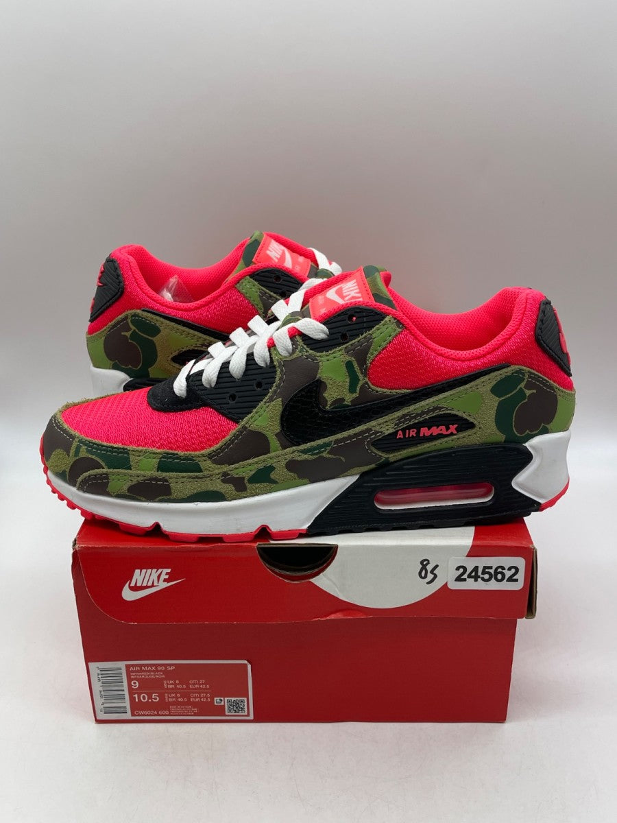 Nike Air Max 90 Reverse Duck Camo 9 (Moderately Worn Pre-Owned)NikeInfrared/Black-Dark Sage-Baroque Brown - Image 1