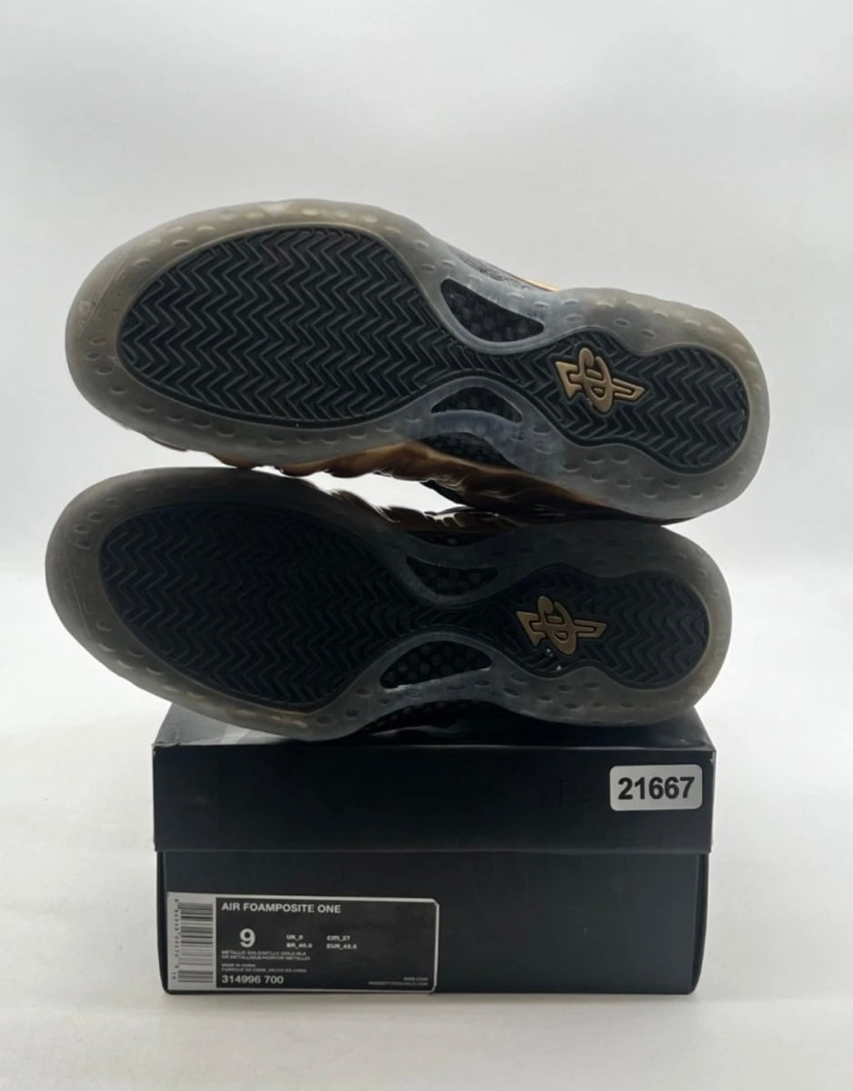 Nike Air Foamposite One Metallic Gold 9 (Lightly Worn Pre-Owned)NikeMetallic Gold/Metallic Gold-Black - Image 6