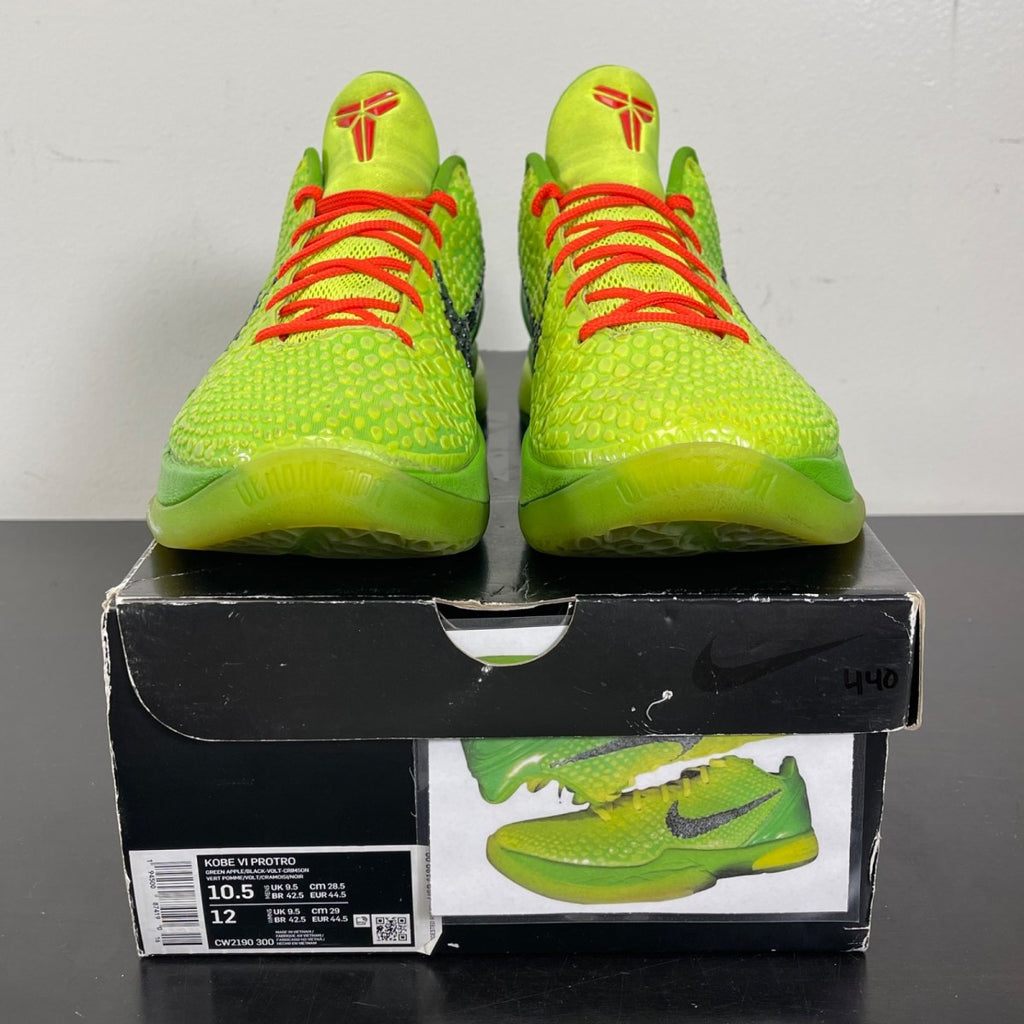 Nike Kobe 6 Protro Grinch (2020) 10.5 (Moderately Worn Pre-Owned)NikeGreen Apple/Volt-Crimson-Black - Image 2