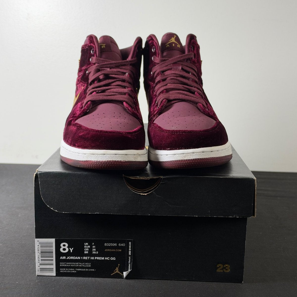 Jordan 1 Retro Heiress Night Maroon (GS) (Size 8Y) - aux