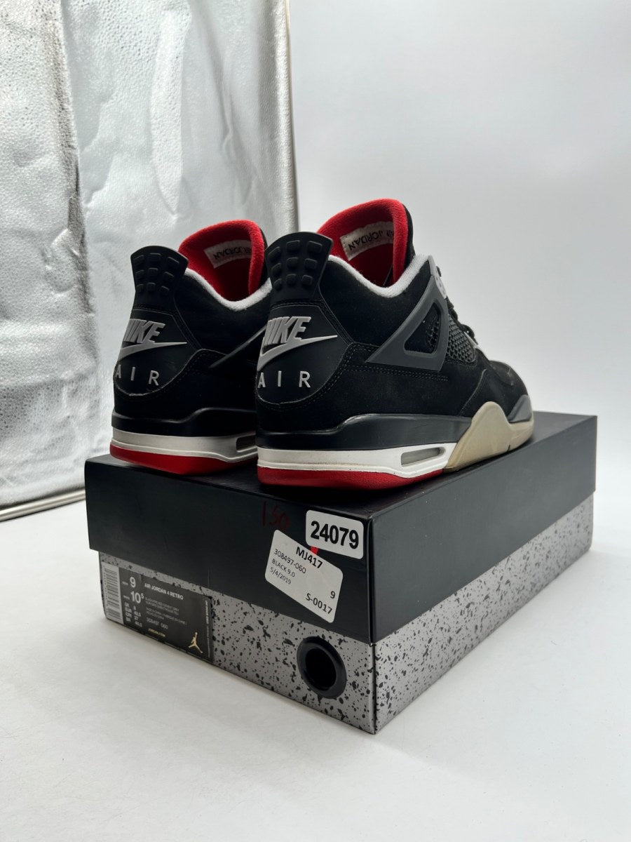Jordan 4 Retro Bred (2019) 9 (Moderately Worn Pre-Owned)JordanBlack/Fire Red-Cement Grey-Summit White - Image 4