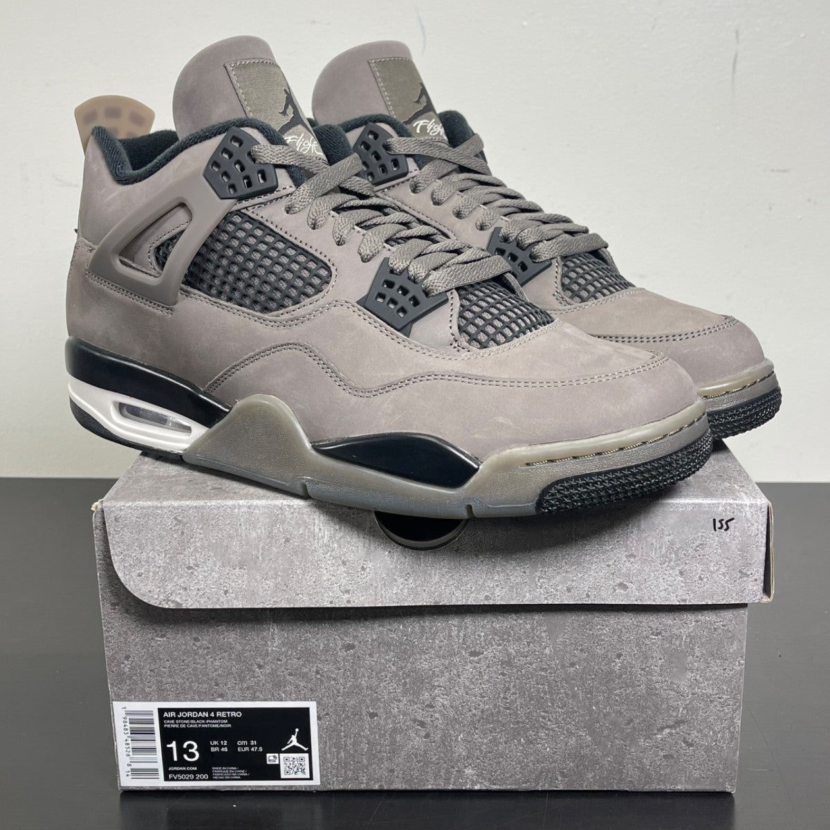 Jordan 4 Retro Cave Stone 13 (Moderately Worn Pre-Owned)JordanCave Stone/Black/Moon Particle - Image 1