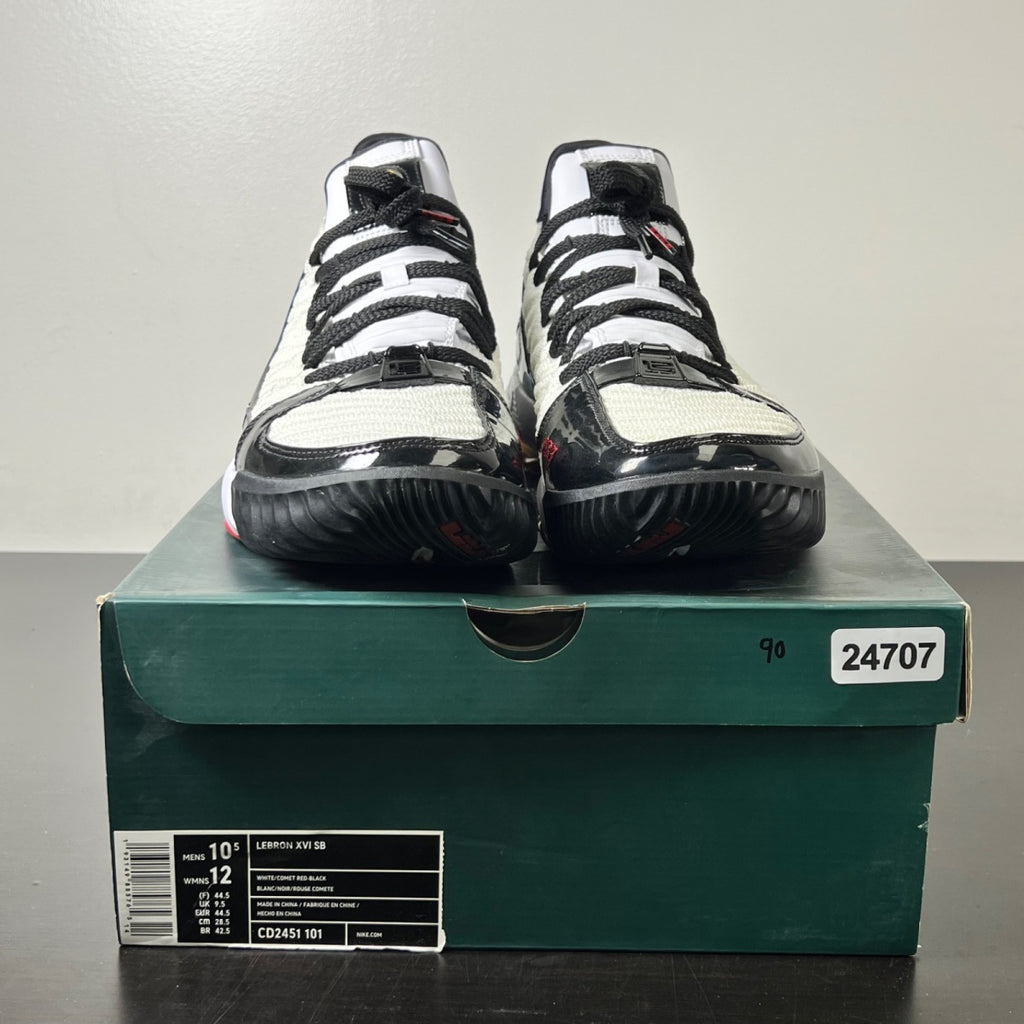 Nike LeBron 16 Remix 10.5 (Lightly Worn Pre-Owned)NikeWhite/Black-Metallic Gold-Varsity Crimson - Image 2