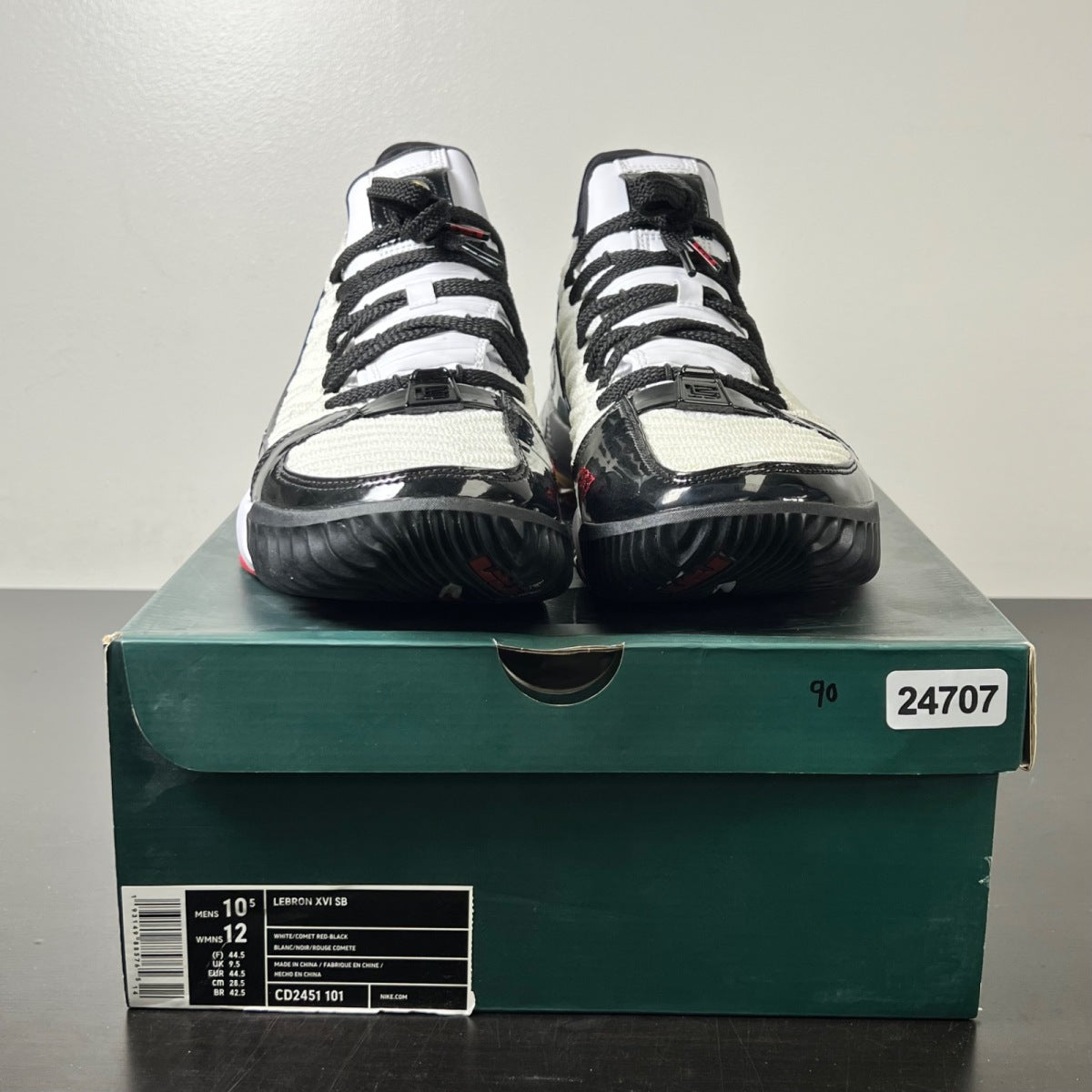 Nike LeBron 16 Remix 10.5 (Lightly Worn Pre-Owned)NikeWhite/Black-Metallic Gold-Varsity Crimson - Image 2