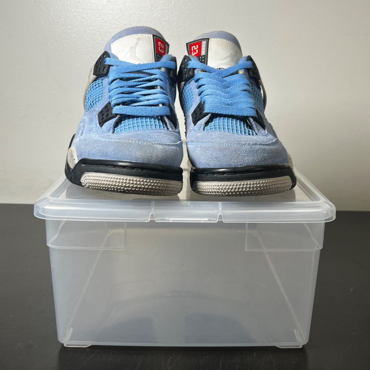 Jordan 4 Retro University Blue 8 (Moderately Worn Pre-Owned)JordanUniversity Blue/Tech Grey-White-Black - Image 2