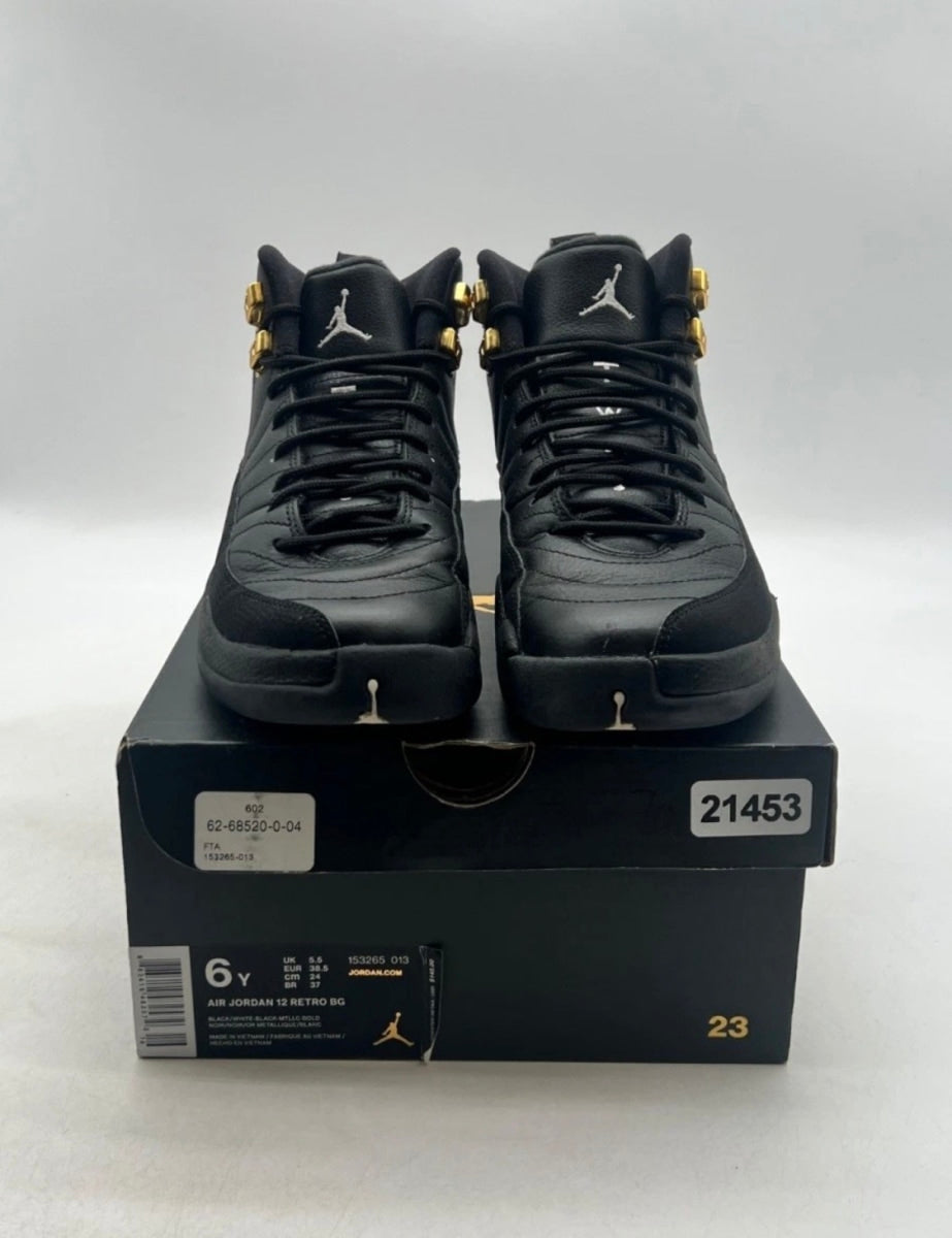 Jordan 12 Retro The Master (GS) 6Y (Moderately Worn Pre-Owned)JordanBlack/Rattan-White-Metallic Gold - Image 2