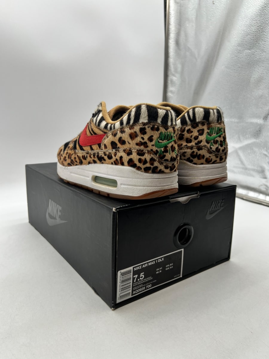 Nike Air Max 1 atmos Animal Pack 2.0 (All Black Box) (2018) 7.5 (Moderately Worn Pre-Owned)NikeWheat/Sport Red-Bison-Classic Green - Image 6