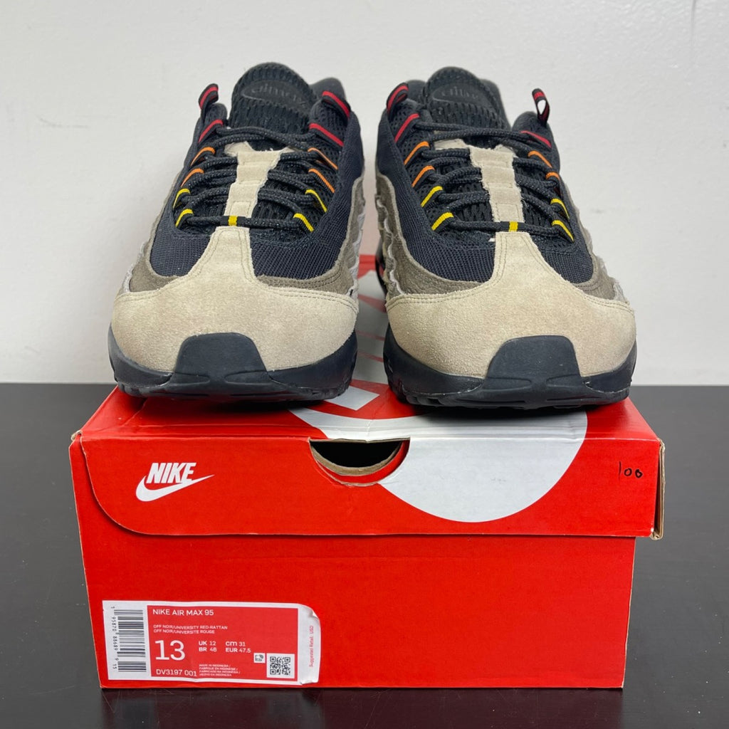Nike Air Max 95 Off Noir Limestone 13 (Moderately Worn Pre-Owned)NikeOff Noir/University Red-Rattan-Limestone - Image 2