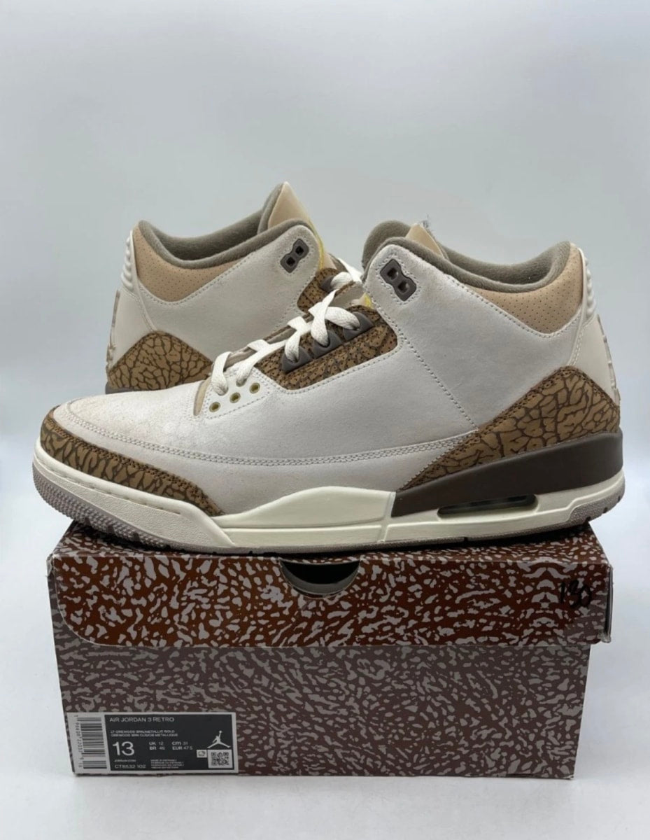 Jordan 3 Retro Palomino 13 (Lightly Worn Pre-Owned)JordanLight Orewood Brown/Metallic Gold/Light British Tan/Palomino - Image 1