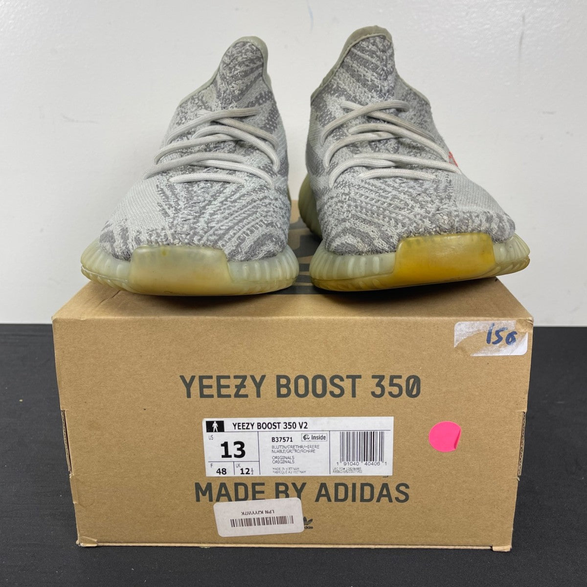 adidas Yeezy Boost 350 V2 Blue Tint 13 (Moderately Worn Pre-Owned)adidasBlue Tint/Grey Three/High Risk Red - Image 2
