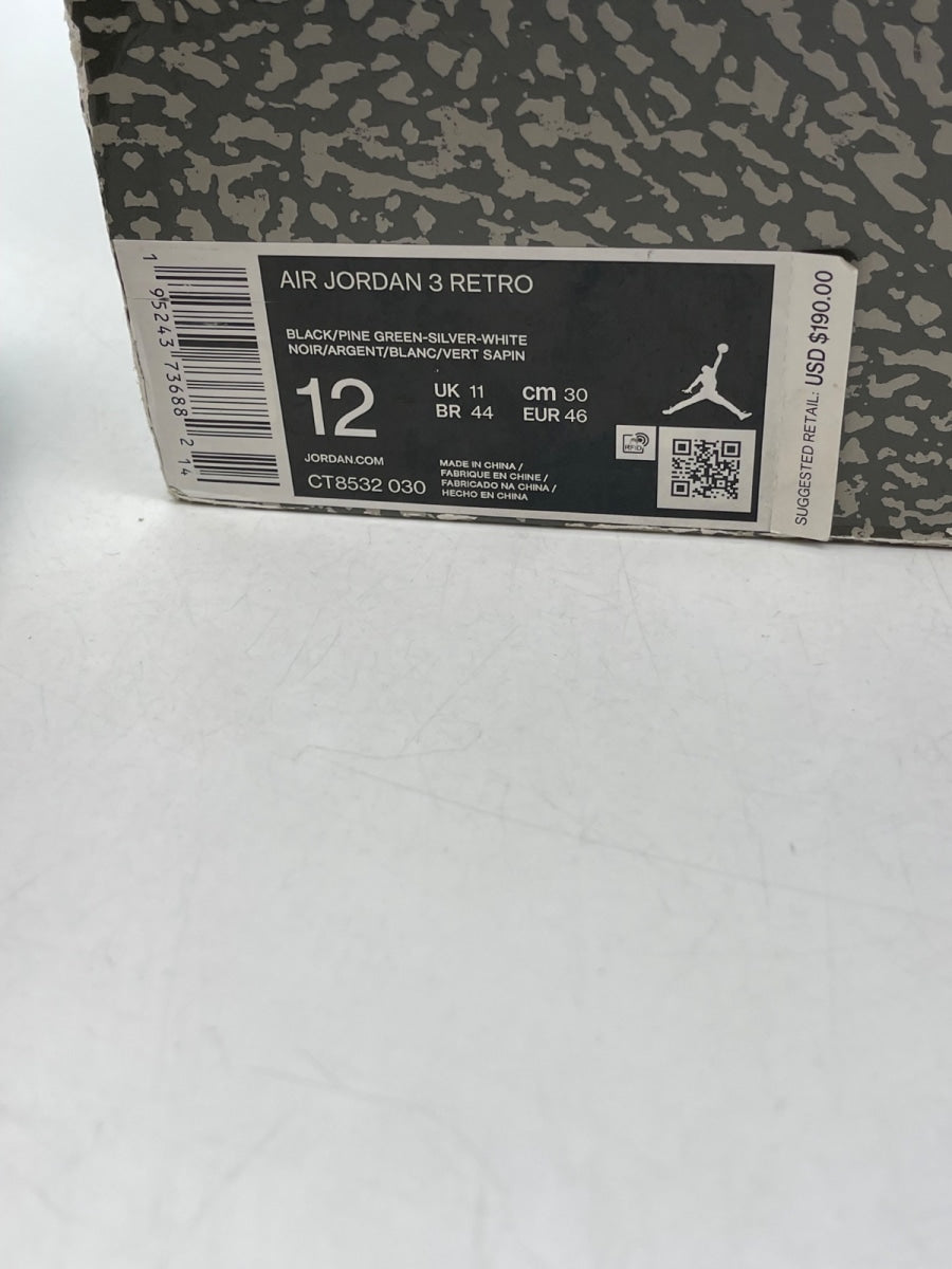 Jordan 3 Retro Pine Green 12 (Moderately Worn Pre-Owned)JordanBlack/Silver/White/Pine Green - Image 9