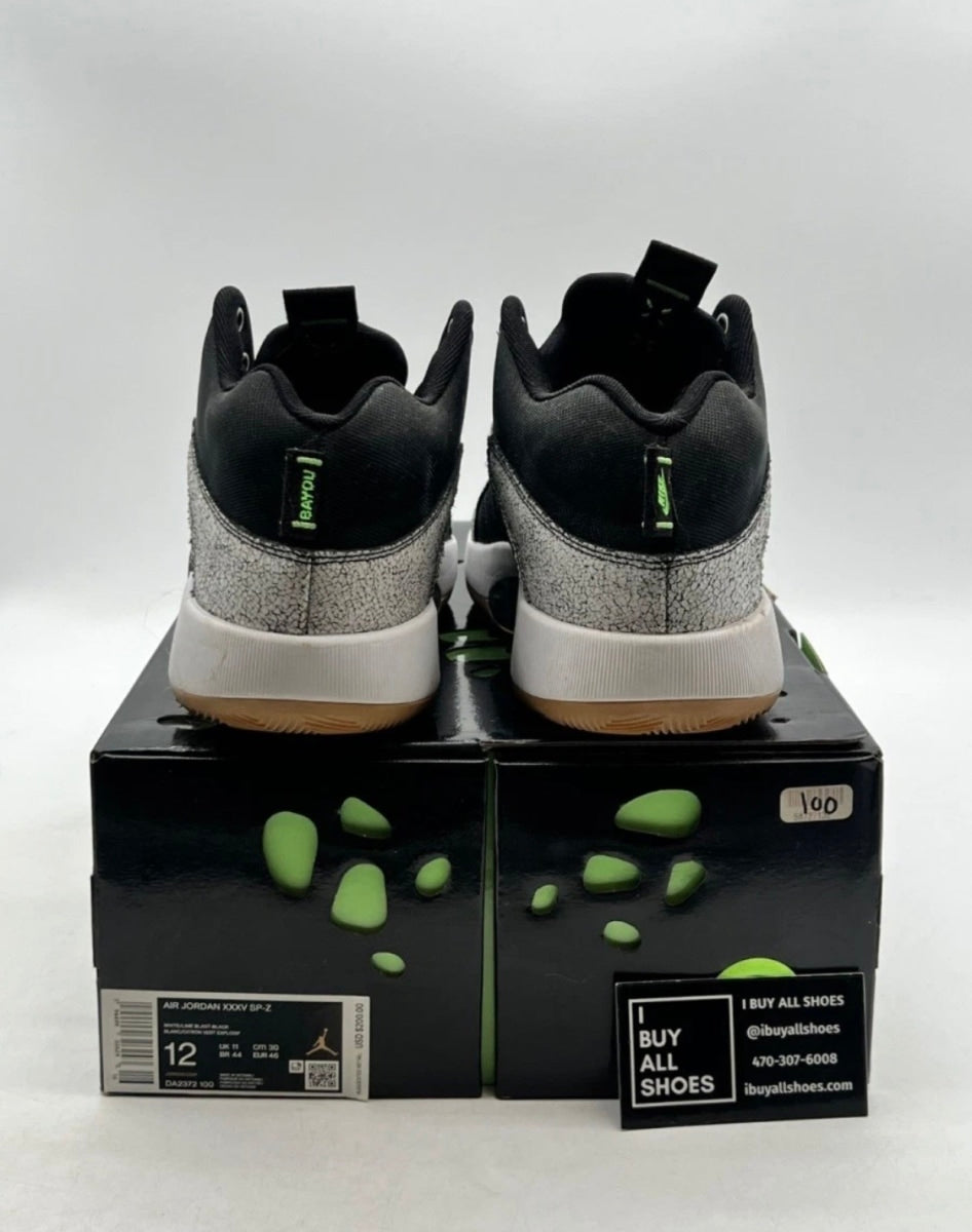 Air Jordan XXXV Bayou Boys 12 (Moderately Worn Pre-Owned)JordanWhite/Black/Gum Light Brown/Lime Blast - Image 3