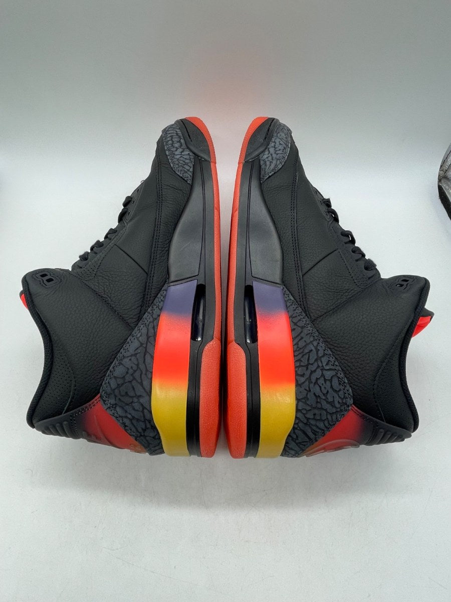 Jordan 3 Retro J Balvin Rio 15 (Moderately Worn Pre-Owned)JordanBlack/Solar Flare/Total Crimson Abyss - Image 6