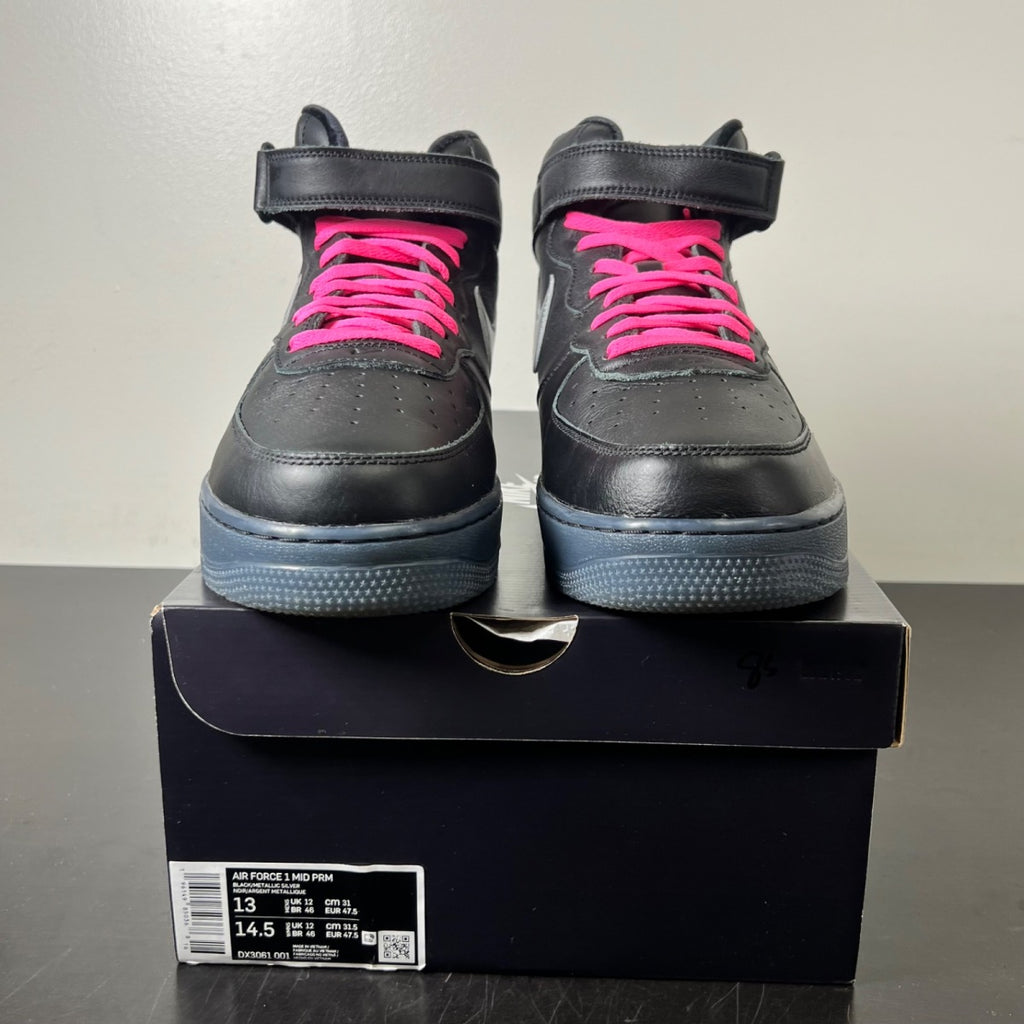 Nike Air Force 1 Mid PRM Black Metallic Silver 13 (Lightly Worn Pre-Owned)Nike - Image 2