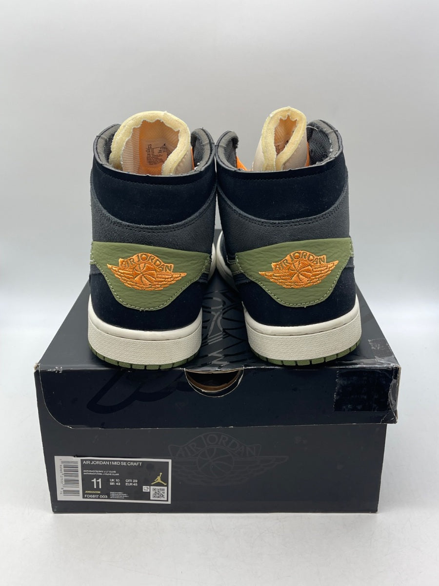 Jordan 1 Mid SE Craft Anthracite Light Olive 11 (Moderately Worn Pre-Owned)JordanAnthracite/Black/Bright Mandarin/Sky J Light Olive - Image 3