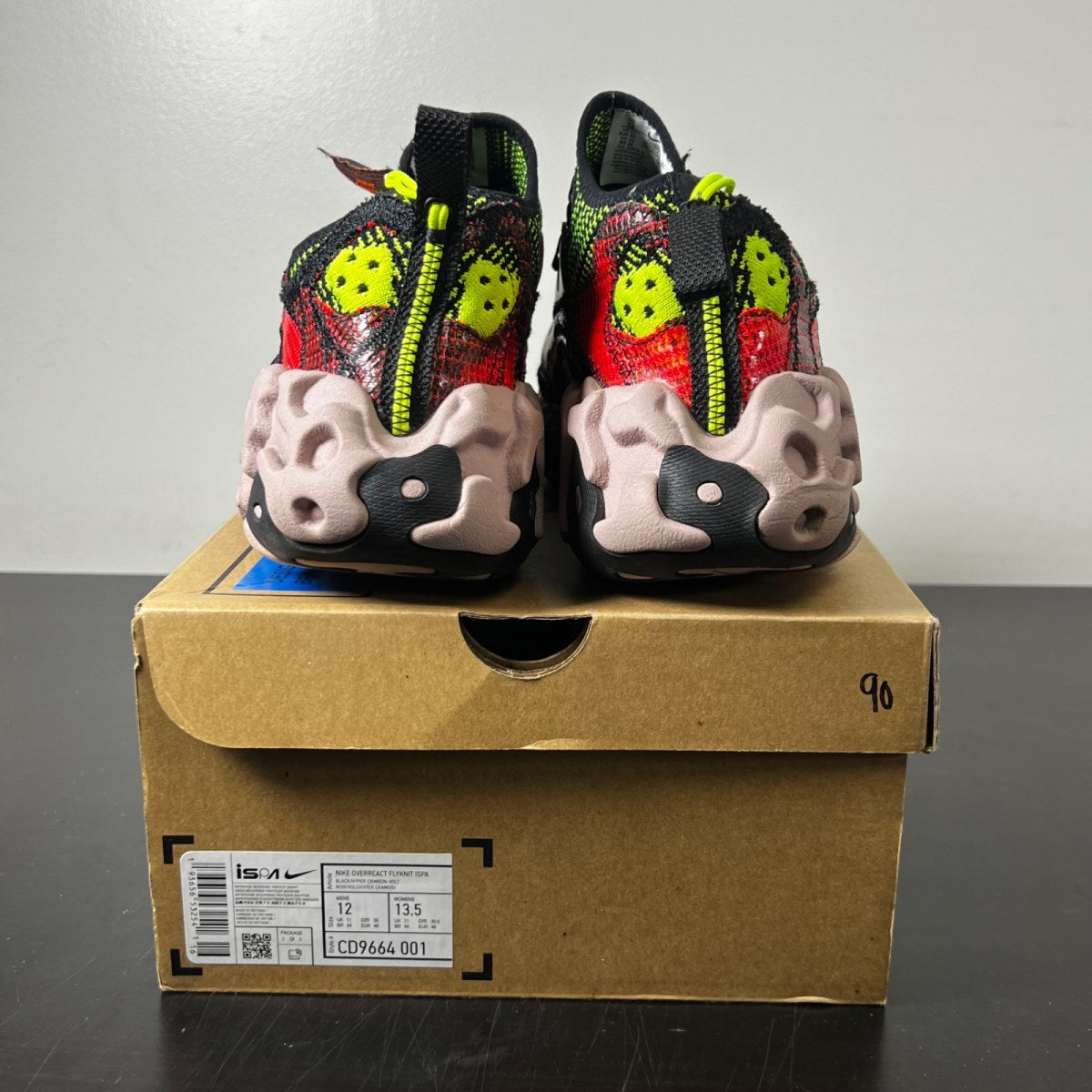 Nike ISPA Overreact Black Red Volt 12 (Lightly Worn Pre-Owned)NikeBlack/Red-Volt - Image 4