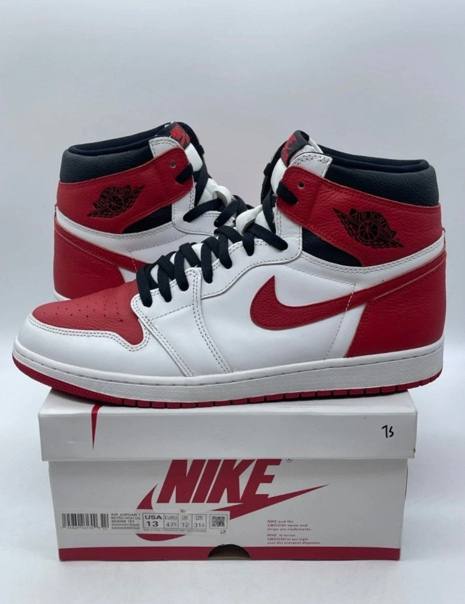 Jordan 1 Retro High OG Heritage 13 (Lightly Worn Pre-Owned)JordanWhite/University Red-Black - Image 1