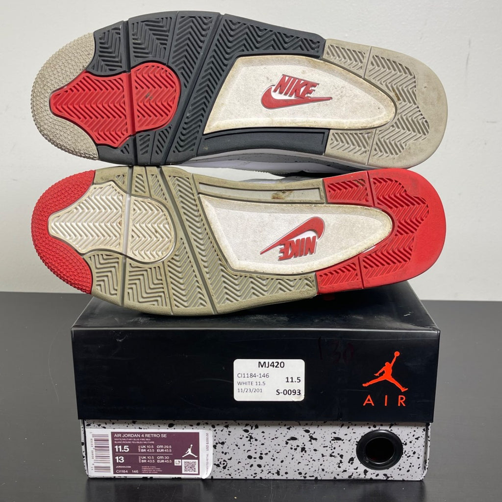 Jordan 4 Retro What The 11.5 (Moderately Worn Pre-Owned)JordanWhite/Military Blue-Fire Red-Black-Cement Grey - Image 5