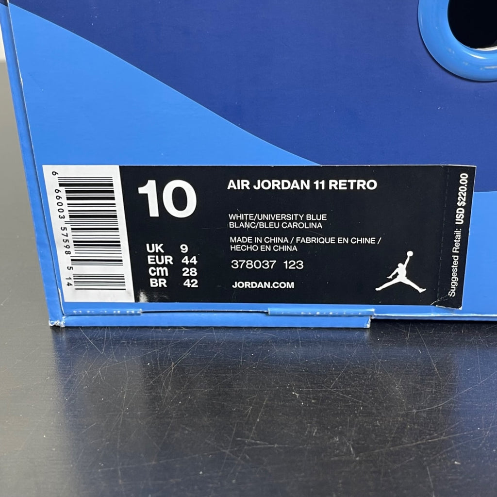 Jordan 11 Retro UNC Win Like 82 10 (Moderately Worn Pre-Owned)JordanWhite/University Blue-Midnight Navy - Image 7