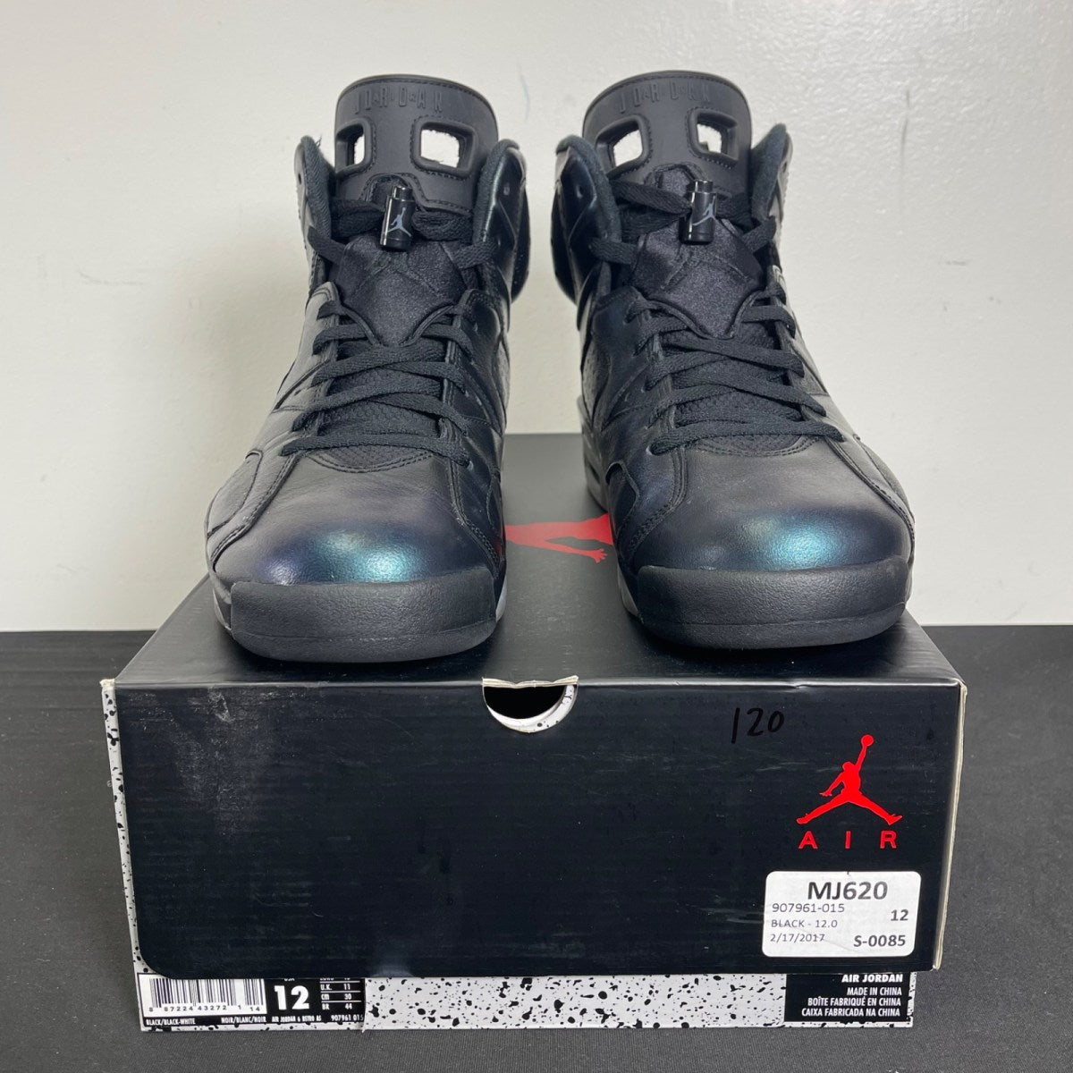 Jordan 6 Retro All-Star Chameleon (2017) 12 (Moderately Worn Pre-Owned)JordanBlack/Black-Metallic Silver-White - Image 2