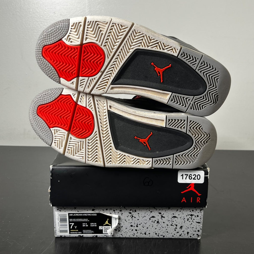 Jordan 4 Retro Infrared (GS) 7Y (Heavily Worn Pre-Owned)JordanDark Grey/Infrared 23-Black-Cement Grey - Image 5