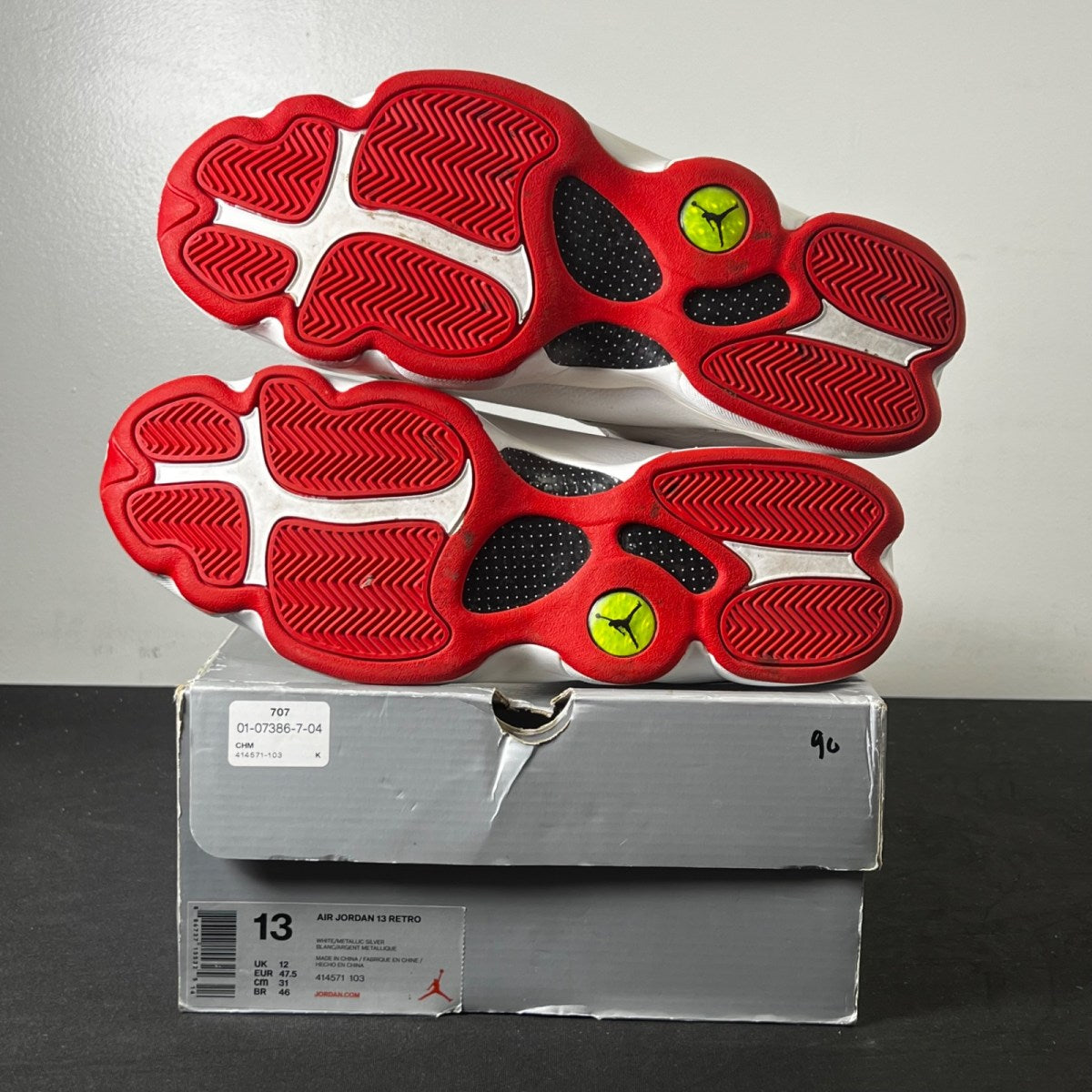 Jordan 13 Retro Alternate History of Flight 13 (Heavily Worn Pre-Owned)JordanWhite/Metallic Silver-University Red - Image 6