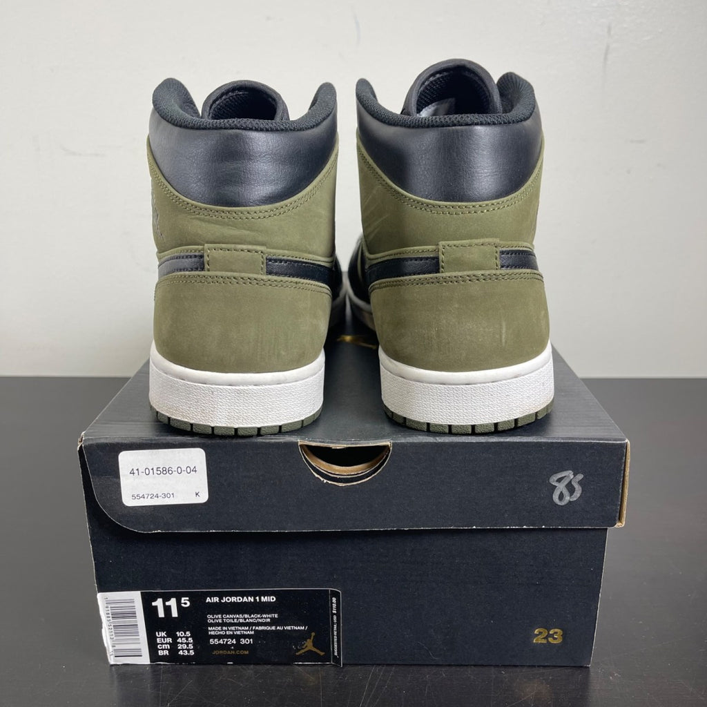 Air Jordan 1 Mid 'Olive Canvas' 11.5 (Moderately Worn Pre-Owned)Air Jordan - Image 4