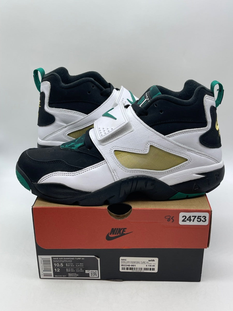 Nike Air Diamond Turf Emerald 10.5 (Moderately Worn Pre-Owned)NikeBlack/Mystic Green-White-Golden Tussah - Image 1