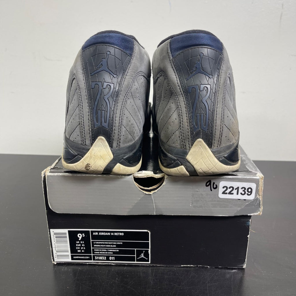 Jordan 14 Retro Light Graphite (2011) 9.5 (Heavily Worn Pre-Owned)JordanLight Graphite/Midnight Navy-Black - Image 4