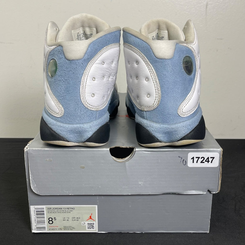 Jordan 13 Retro Blue Grey 8.5 (Moderately Worn Pre-Owned)JordanWhite/Yellow Ochre/Blue Grey/Black - Image 4
