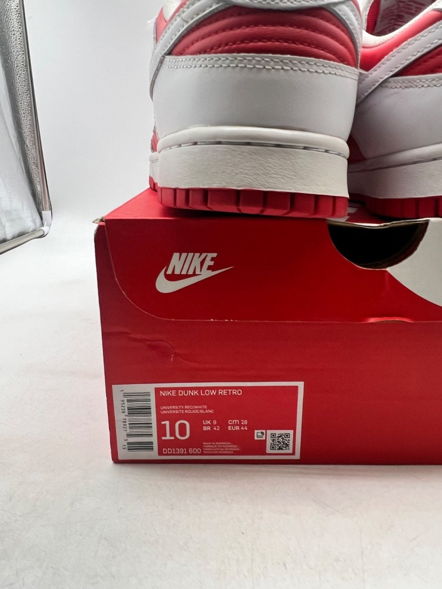 Nike Dunk Low Championship Red 10 (Heavily Worn Pre-Owned)NikeUniversity Red/White-Total Orange - Image 4