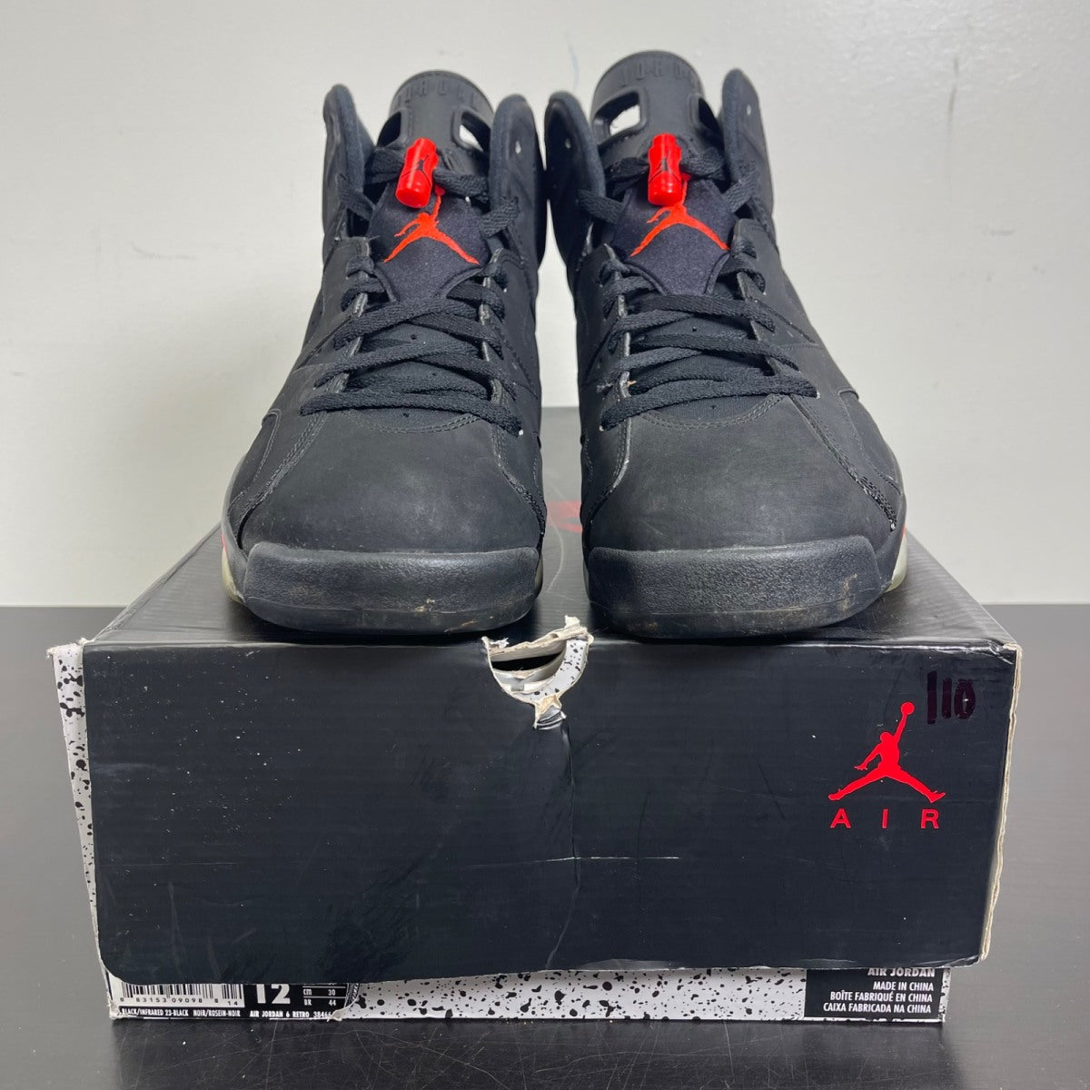 Jordan 6 Retro Infrared Black (2014) 12 (Moderately Worn Pre-Owned)JordanBlack/Infrared23-Black - Image 2