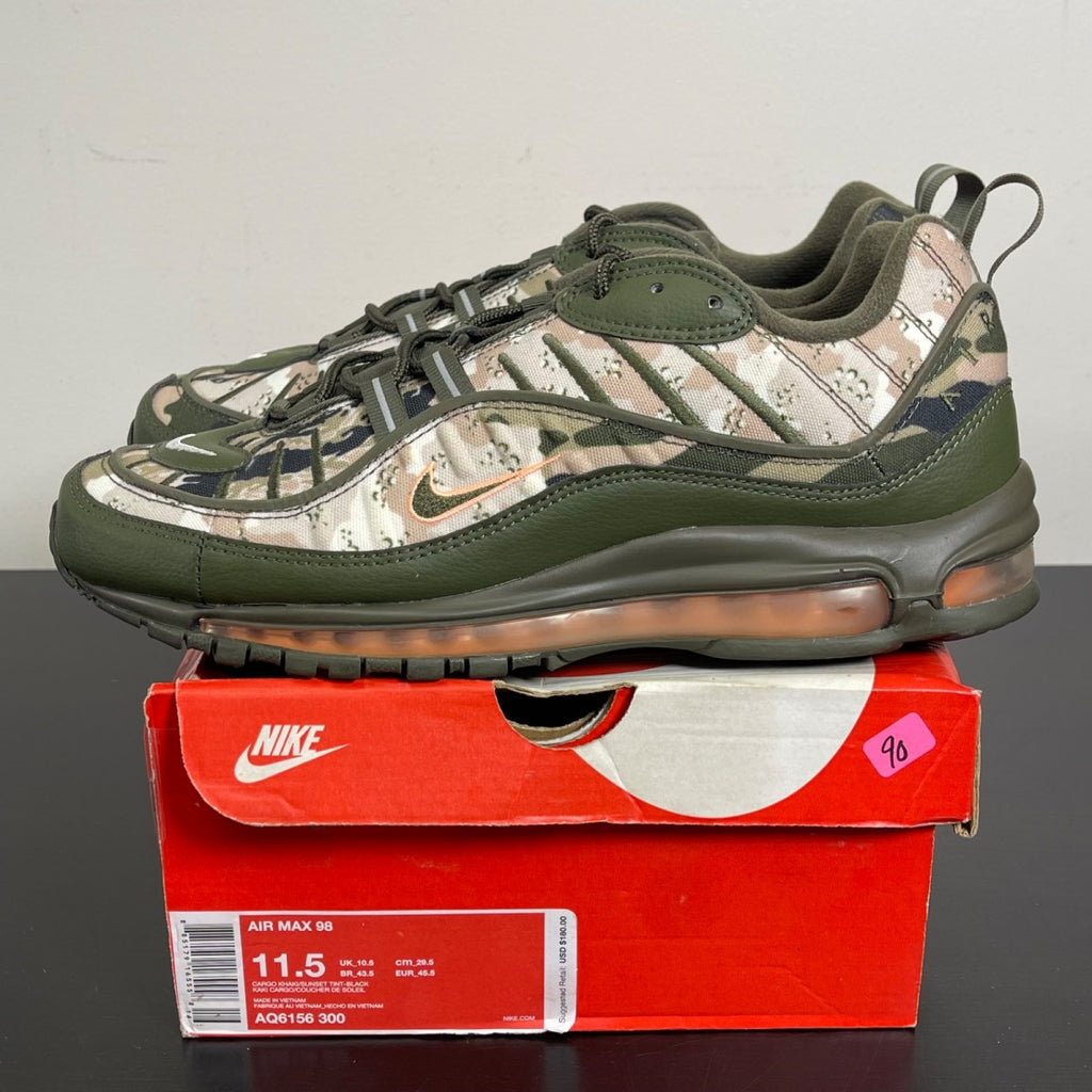 Nike Air Max 98 Camo Classic 11.5 (Moderately Worn Pre-Owned)NikeCargo Khaki/Sunset Tint-Black - Image 3