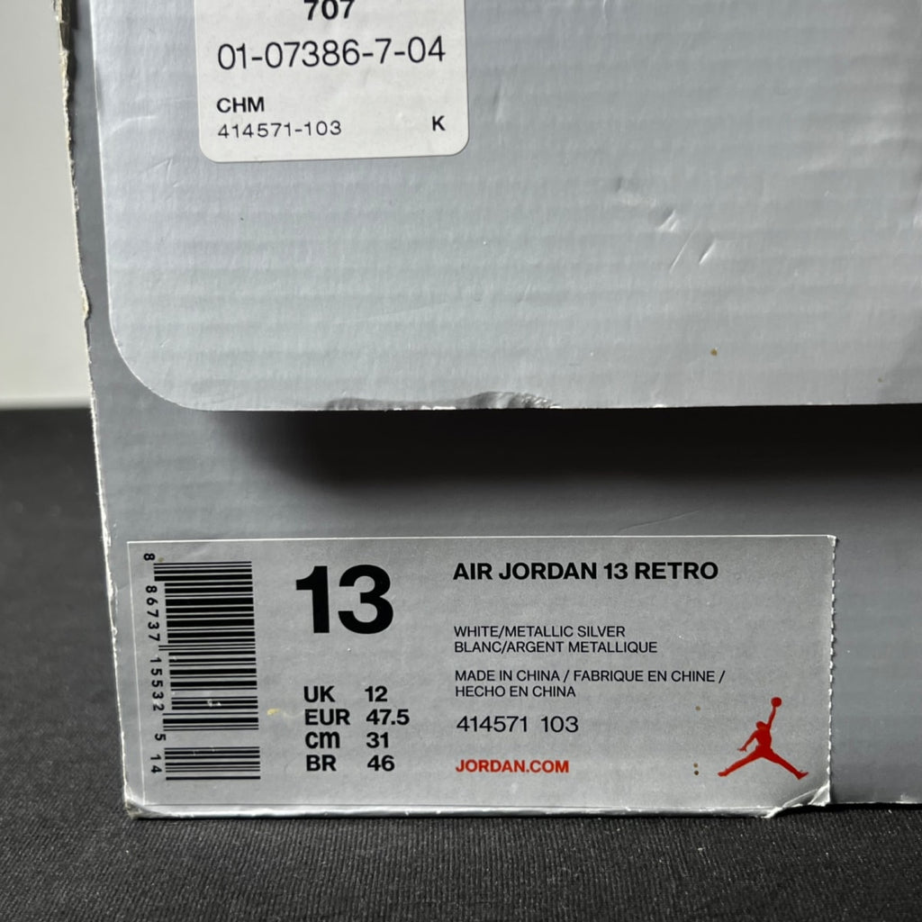 Jordan 13 Retro Alternate History of Flight 13 (Heavily Worn Pre-Owned)JordanWhite/Metallic Silver-University Red - Image 4