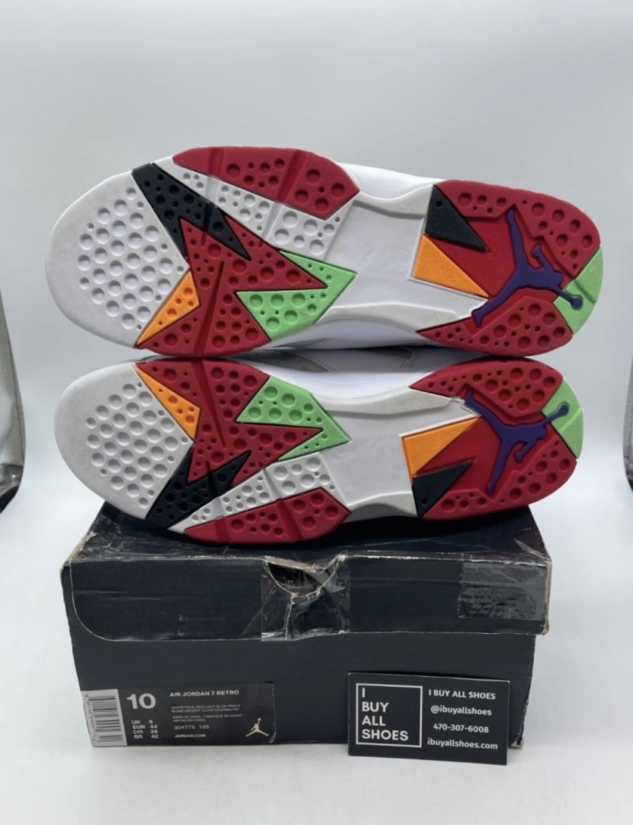 Jordan 7 Retro Hare (2015) 10 (Heavily Worn Pre-Owned)JordanWhite/True Red-Light Silver-Tourmaline - Image 9